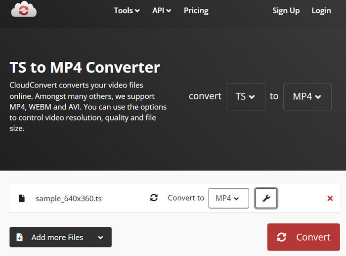 Configurações de formato de saída do Cloudconvert Converter