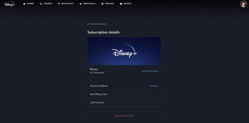 Disneyplus Anuluj subskrypcję