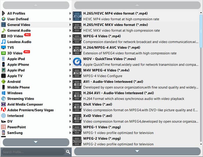 Profileinstellungen für kostenlosen DVD-Ripper