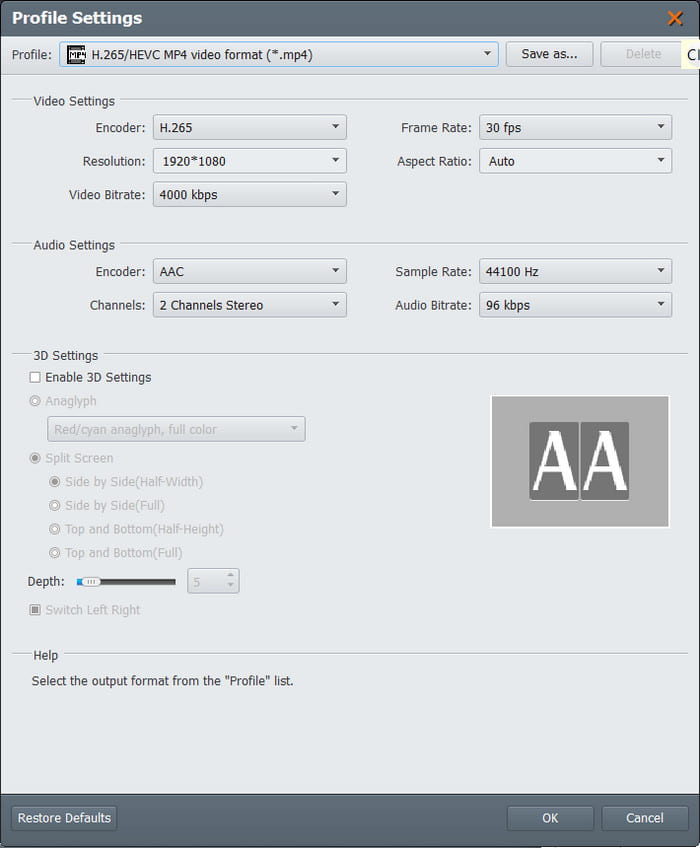 Paramètres de l'extracteur de DVD gratuit Format d'image Encodeur Fps