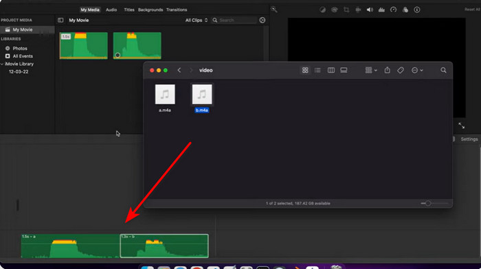 Esportazione della timeline di trascinamento di iMovie