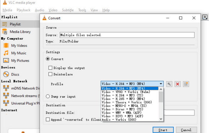 Vlc Profile Settings Start Compress Video for Youtube