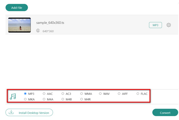 Convertitore audio gratuito online Formato di output