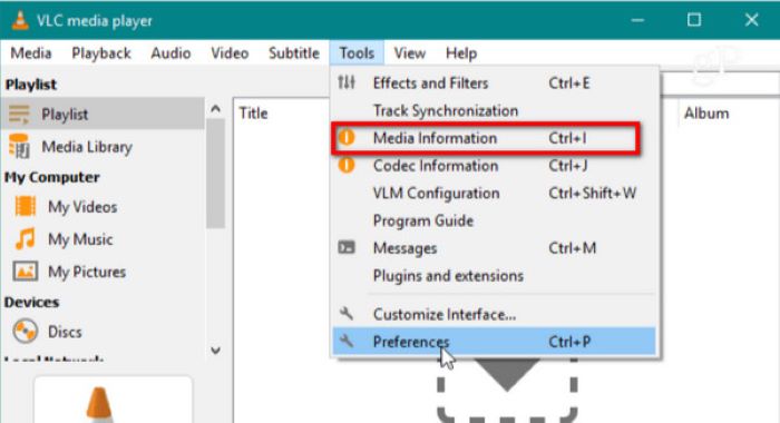 VLC Tool Media-informatie