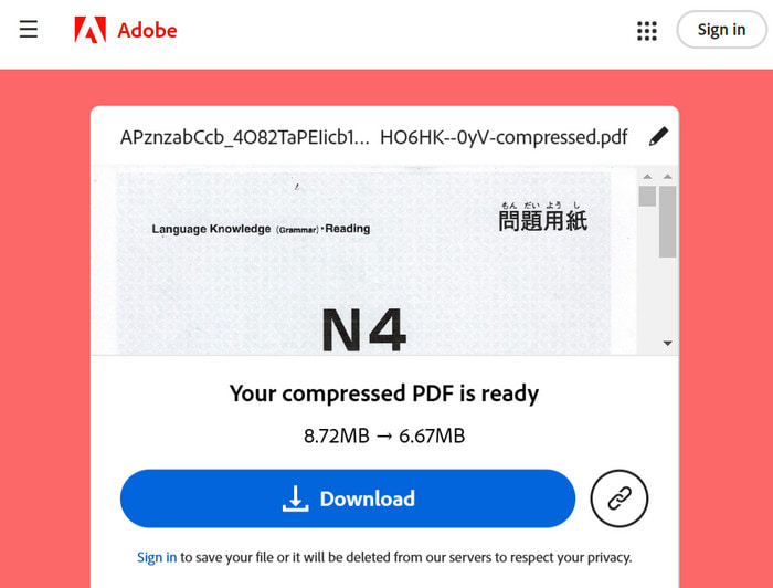 Adobe Online PDF Compressor