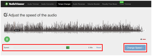 Audiotrimmer Change Speed