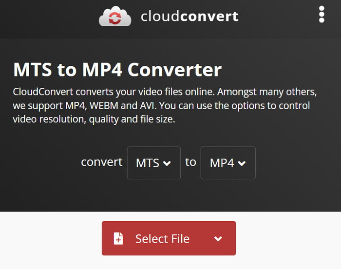 Cloudconvert Select File