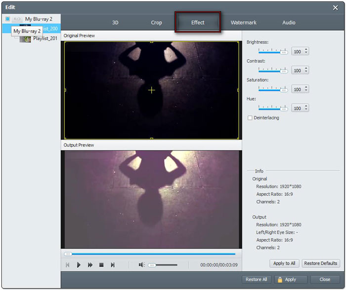 Настроить внешний вид видео