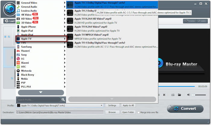 Выберите выход Apple TV