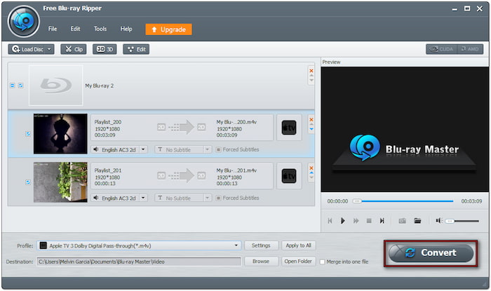 Конвертировать Blu Ray в Apple TV